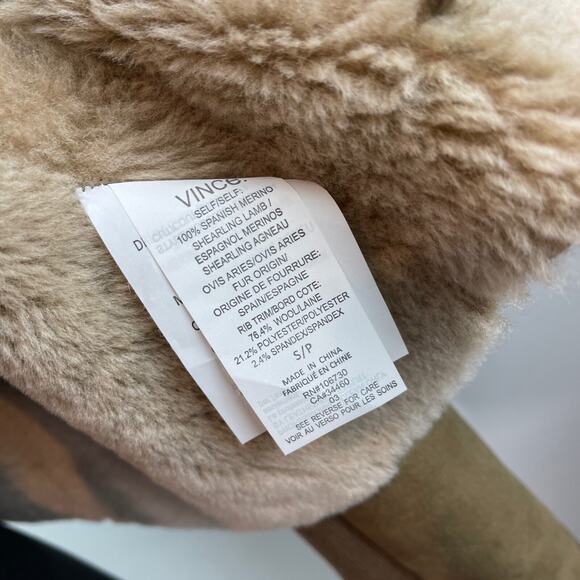 VINCE Cascade Genuine Shearling Jacket Coat Brown Taupe Sz Small S $1475 - Picture 6 of 12